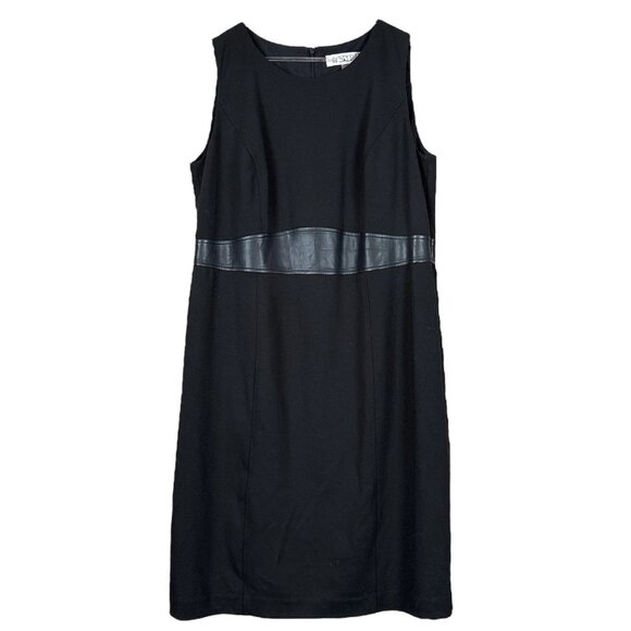 Kasper Faux Leather Waist Sleeveless Cocktail Career Dress Black Size 14W - Picture 6 of 6